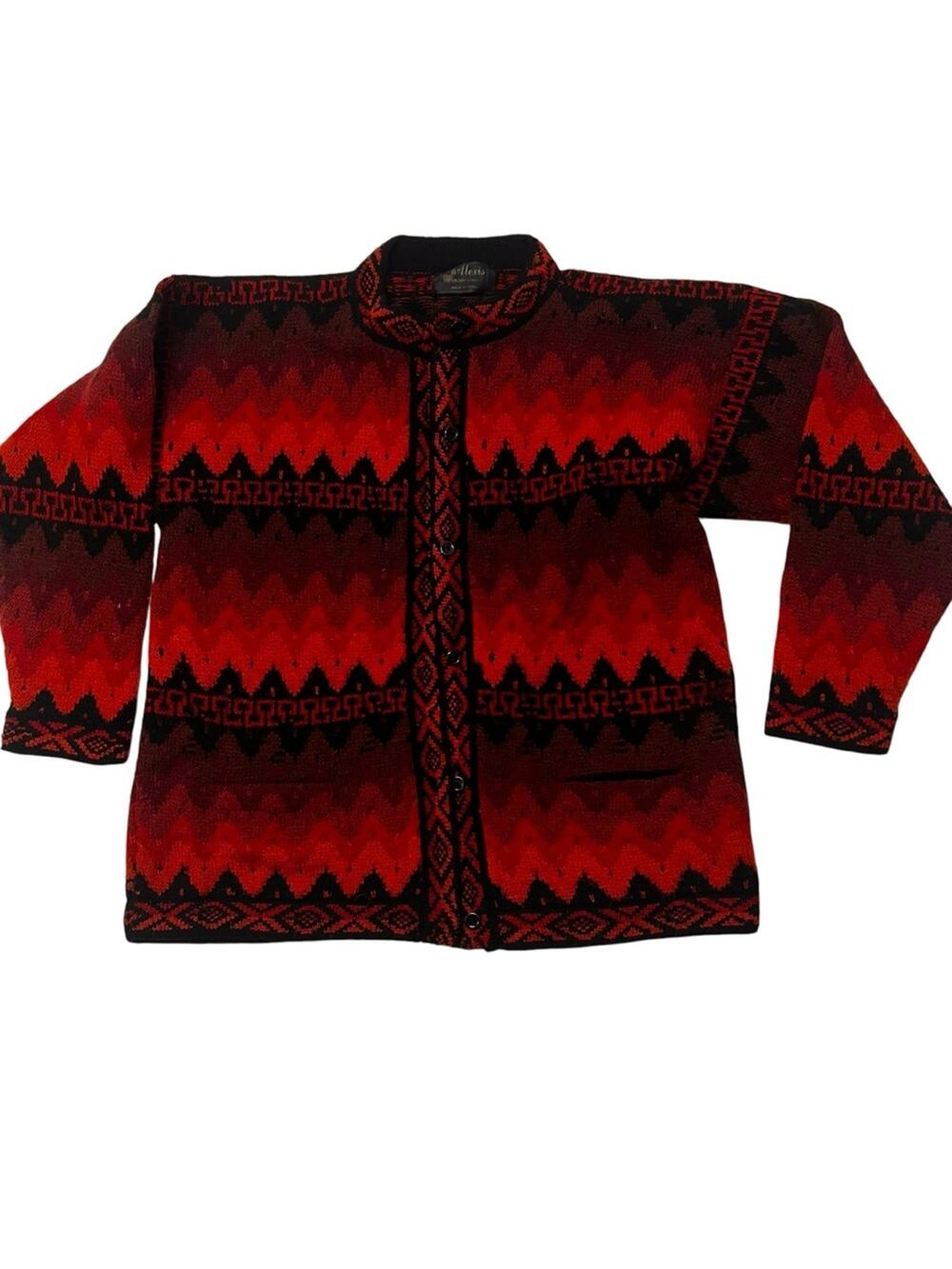 Alexis 100% Baby Alpaca |  Women’s Large Cardigan Sunset Colors | Andes Peru